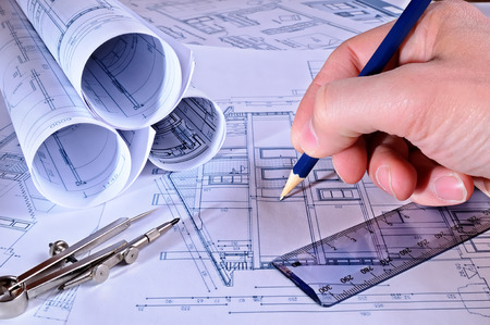 37371572 - a contractor pointing measurements in planes of a dwelling