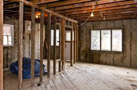 16755219 Interior Of A House Under Gut Renovation At Construction Site